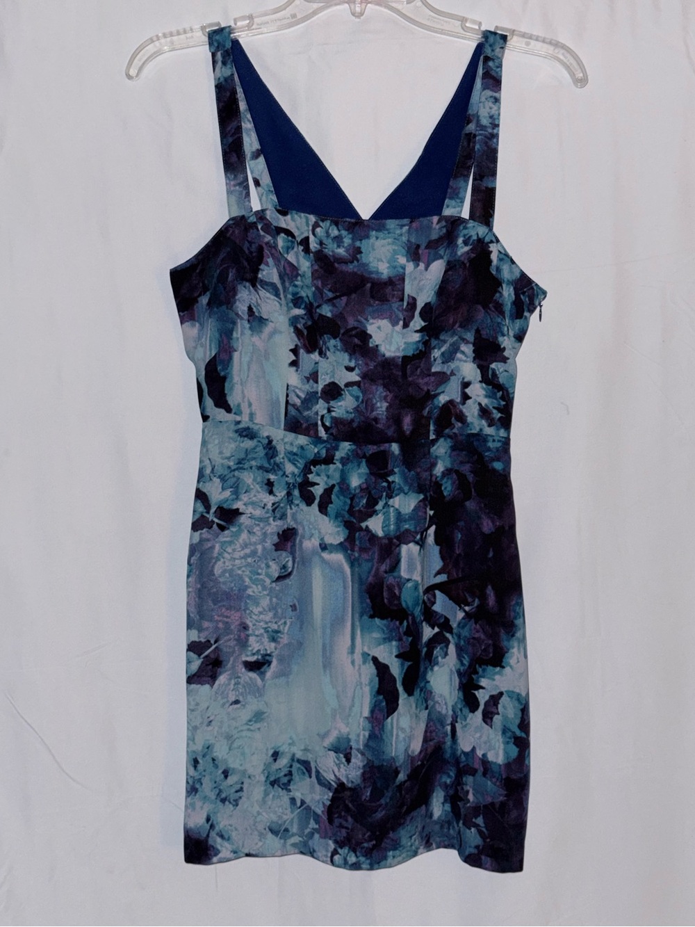 silence + noise Blue Abstract Floral Print Mini Dress Size 0